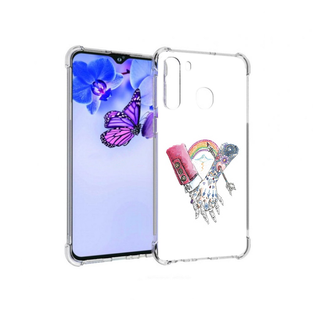 

Чехол MyPads Tocco для Samsung Galaxy A21 абстракция руки в татуировках (PT226904.547.212), Прозрачный, Tocco