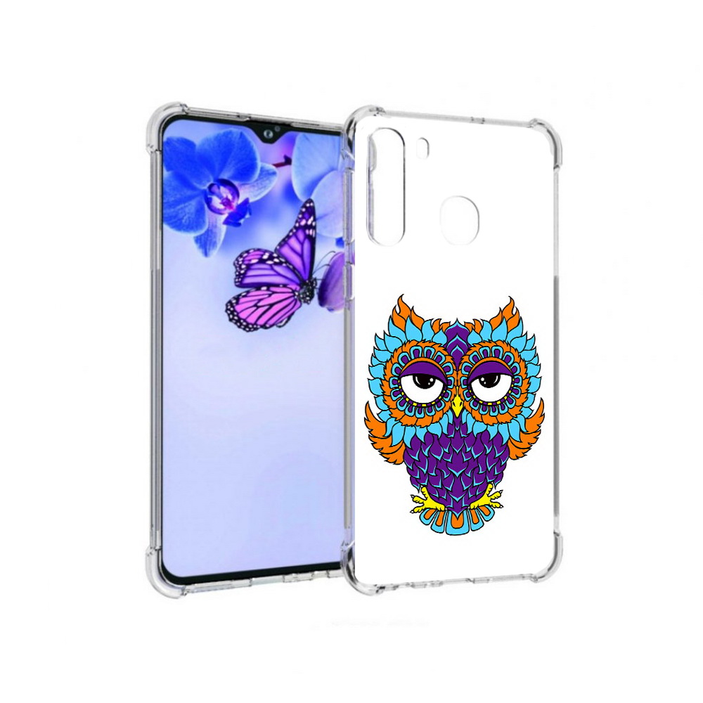 

Чехол MyPads Tocco для Samsung Galaxy A21 Цветная сова (PT226904.547.198), Прозрачный, Tocco
