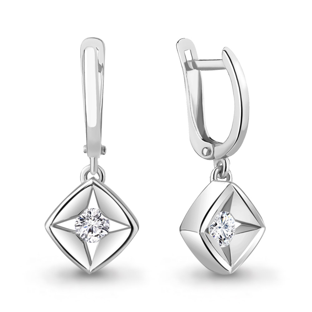 

Серьги из серебра с фианитом Aquamarine Aquamarine 48982А_925_р, 48982А_925_р