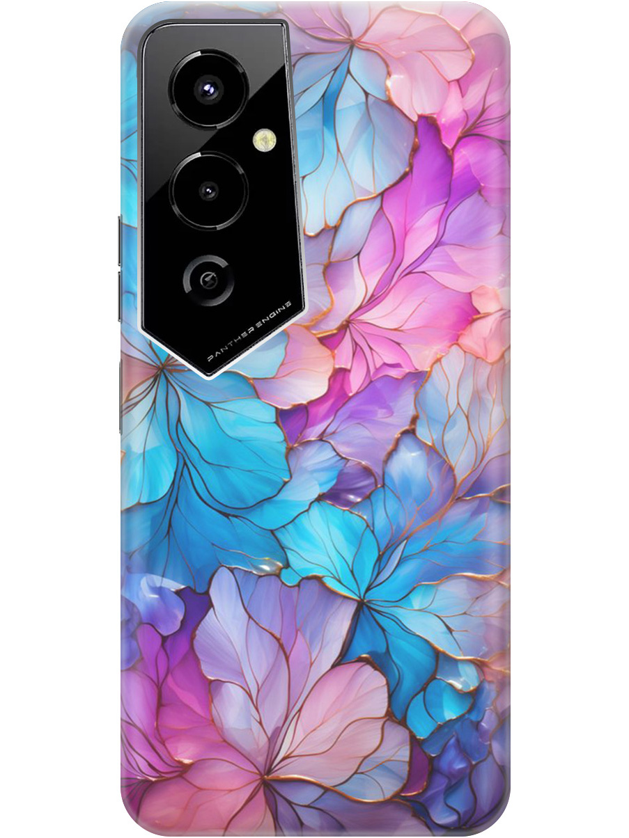 

Силиконовый чехол на Tecno Pova 4 Pro с рисунком "Цветочный витраж", Голубой;розовый, 20000601