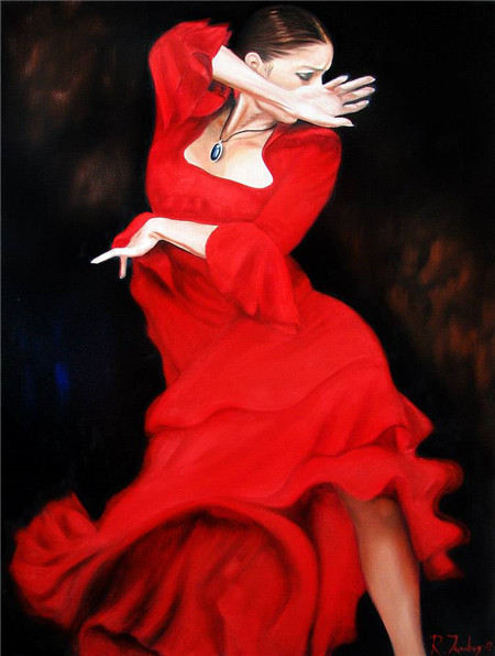 фото Алмазная мозаика стразами ripoma танцующая девушка в красном платье 00114898 40х50 см