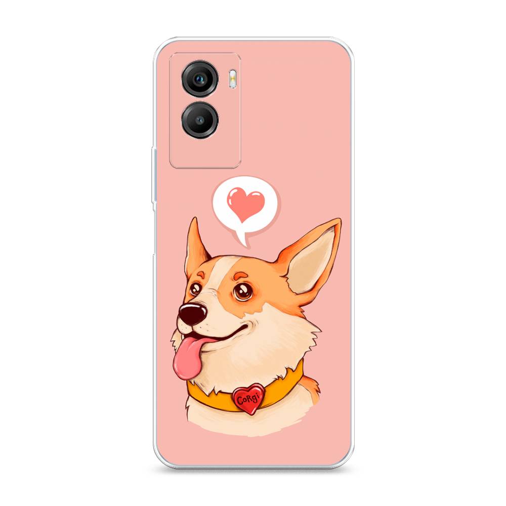 

Чехол на Vivo Y55s 5G "Корги язык", Розовый;коричневый, 266150-1