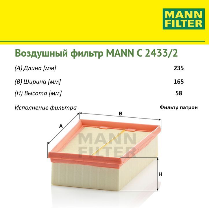 

Фильтр воздушный двигателя MANN FILTER MANN-FILTER_C24332, C24332