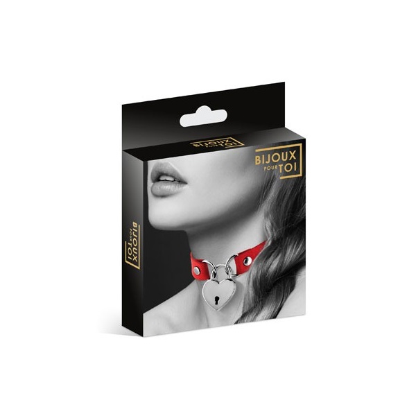 Чокер Bijoux Indiscrets Collier Pendentif Coeur Rouge с замком в форме сердца красный