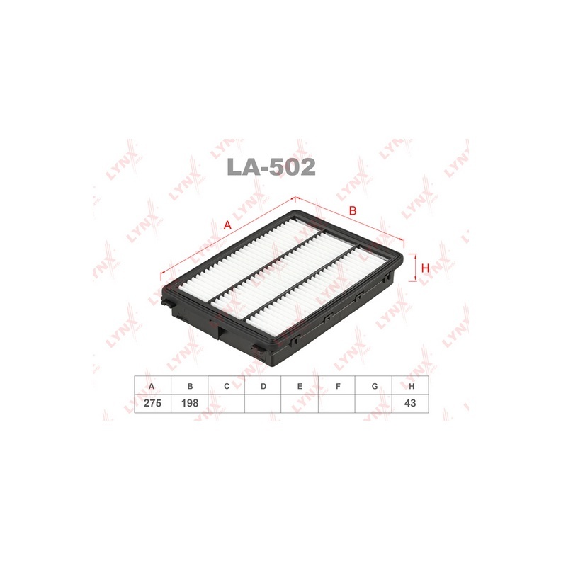

Фильтр воздушный двигателя LYNXauto LYNXauto_LA502, LA502