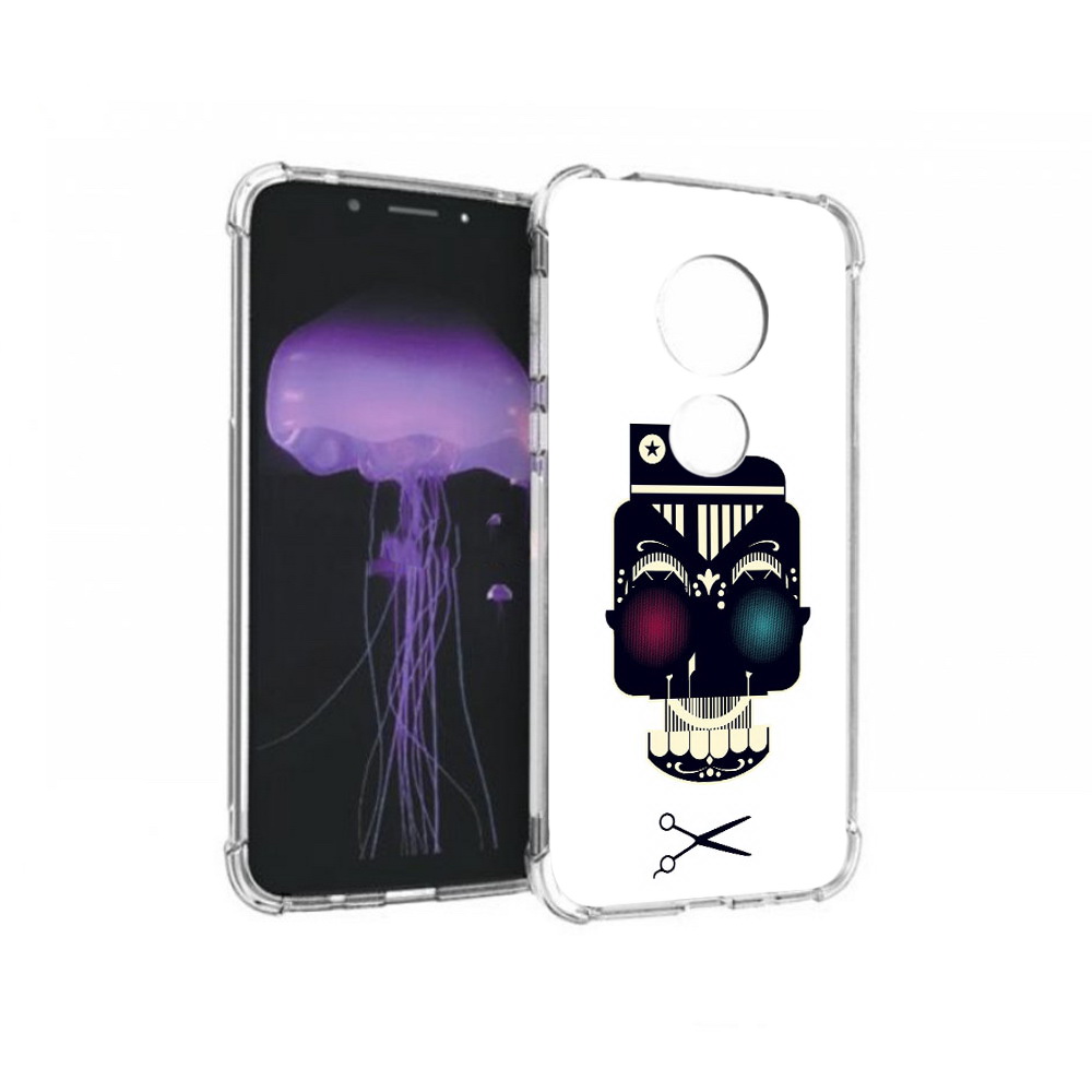 

Чехол MyPads Tocco для Motorola Moto G7 черно белый скелет с яркими глазами, Прозрачный, Tocco