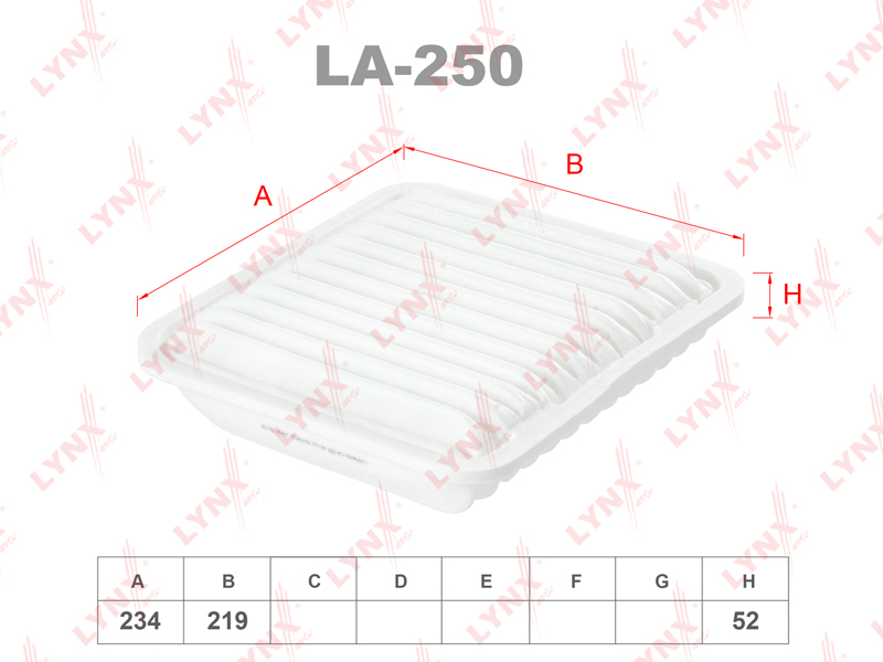 

Фильтр воздушный двигателя LYNXauto LYNXauto_LA250, LA250
