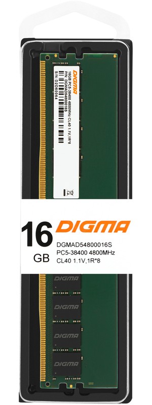 Оперативная память DIGMA DGMAD54800016S , DDR5 1x16Gb, 4800MHz