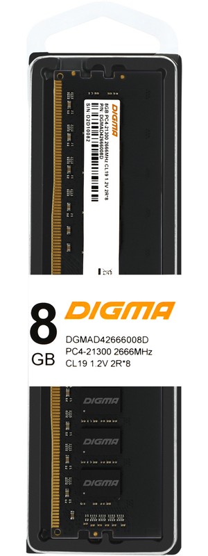 

Оперативная память DIGMA DGMAD42666008D , DDR4 1x8Gb, 2666MHz, DGMAD42666008D