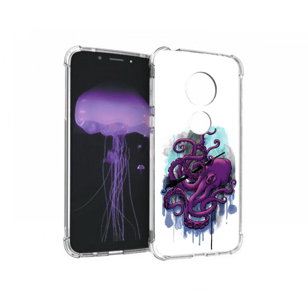 

Чехол MyPads Tocco для Motorola Moto G7 фиолетовый осьминог (PT123662.354.658), Прозрачный, Tocco