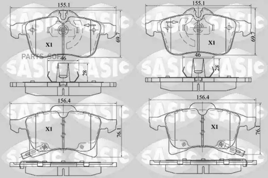 Тормозные колодки SASIC дисковые 6216014