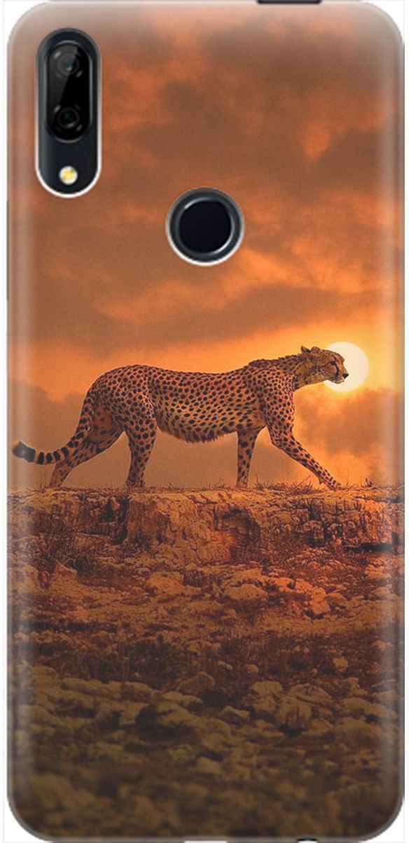 

Чехол на Honor 9X/9X Premium/Huawei P Smart Z/Y9 Prime (2019) "Закатный гепард", Коричневый;оранжевый, 1898