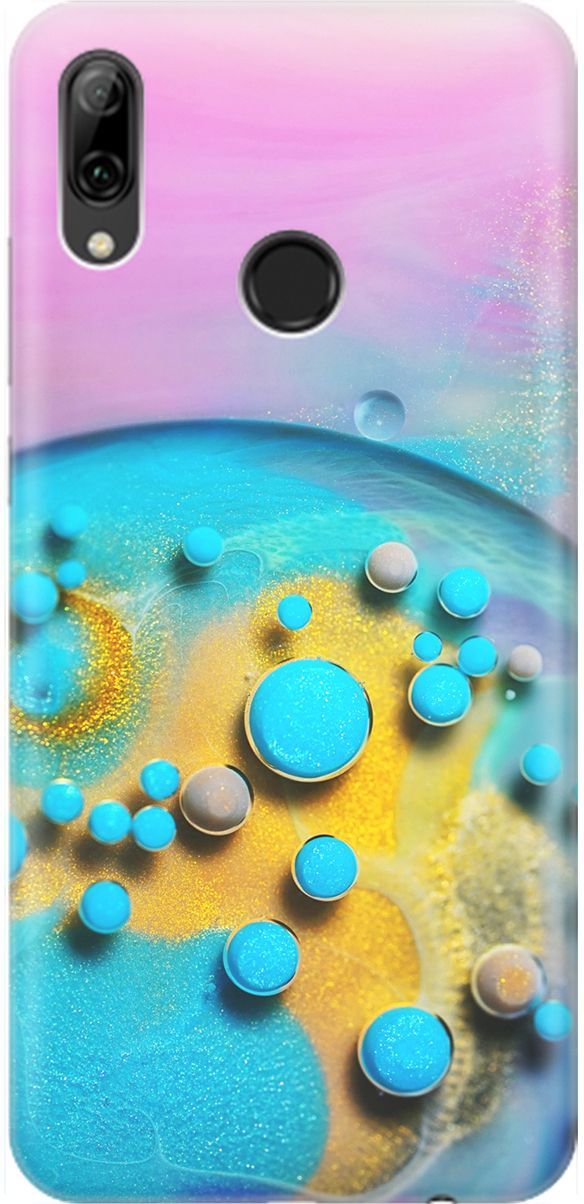 

Чехол на Honor 10 Lite/Huawei P Smart (2019) "Цветные капли", Голубой;оранжевый, 1460