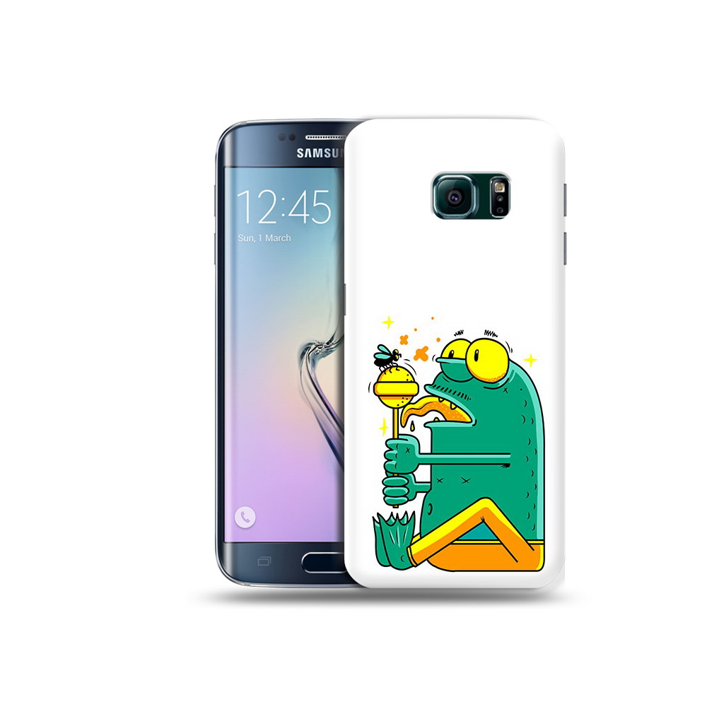 

Чехол MyPads Tocco для Samsung Galaxy S6 Edge Зеленая лягушка с чупа чупсом, Прозрачный, Tocco