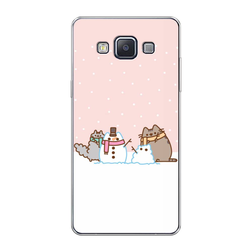

Чехол на Samsung Galaxy A5 "Котики в снегу", Розовый;белый;серый, 20450-5