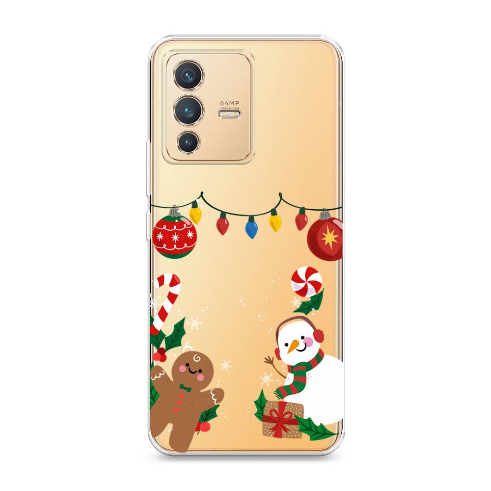 

Чехол на Vivo V23 "Новогоднее настроение", Коричневый;красный;зеленый, 266050-5