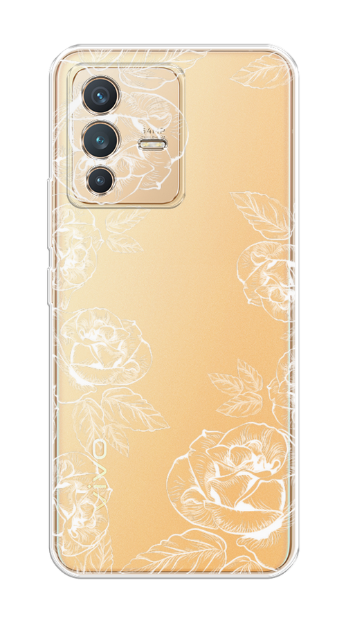 

Чехол на Vivo V23 "Розы графика", Черный;серый, 266050-2