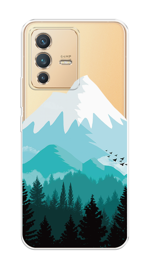 

Чехол на Vivo V23 "Синяя снежная гора", Белый;голубой, 266050-2