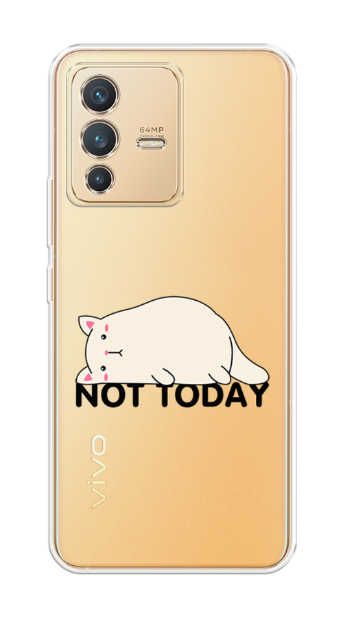 

Чехол на Vivo V23 "Cat not today", Белый;розовый;черный, 266050-1