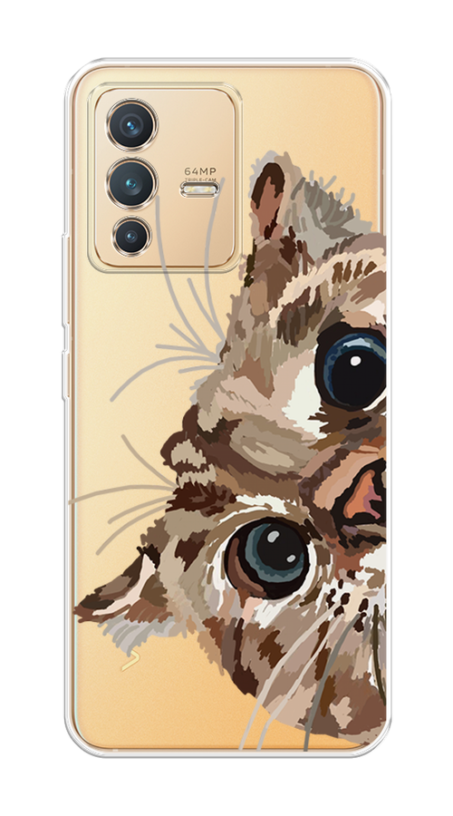 

Чехол на Vivo V23 "Любопытный кот", Коричневый;синий;черный, 266050-1