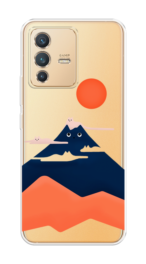 

Чехол на Vivo V23 "Кот-гора", Черный;оранжевый, 266050-4