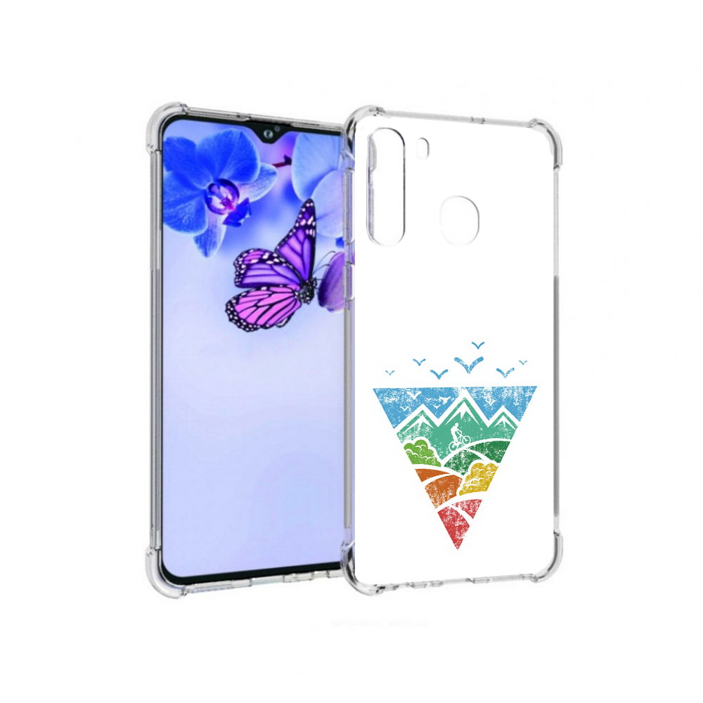 

Чехол MyPads Tocco для Samsung Galaxy A21 Лес земля море чайки (PT226904.547.105), Прозрачный, Tocco