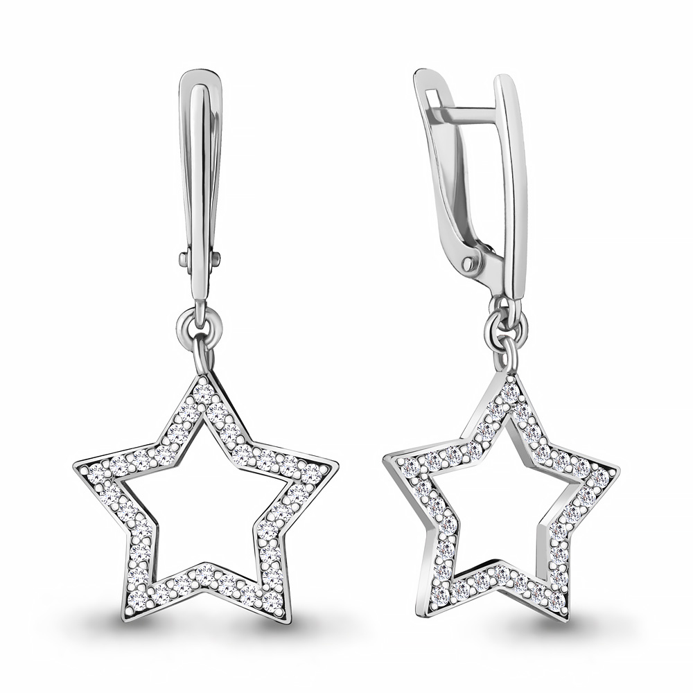 

Серьги из серебра с фианитом Aquamarine Aquamarine 48873А_925_р, 48873А_925_р