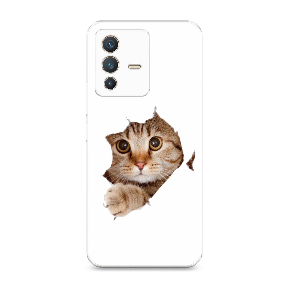 

Чехол на Vivo V23 "Кот и бумага", Белый;коричневый, 266050-1