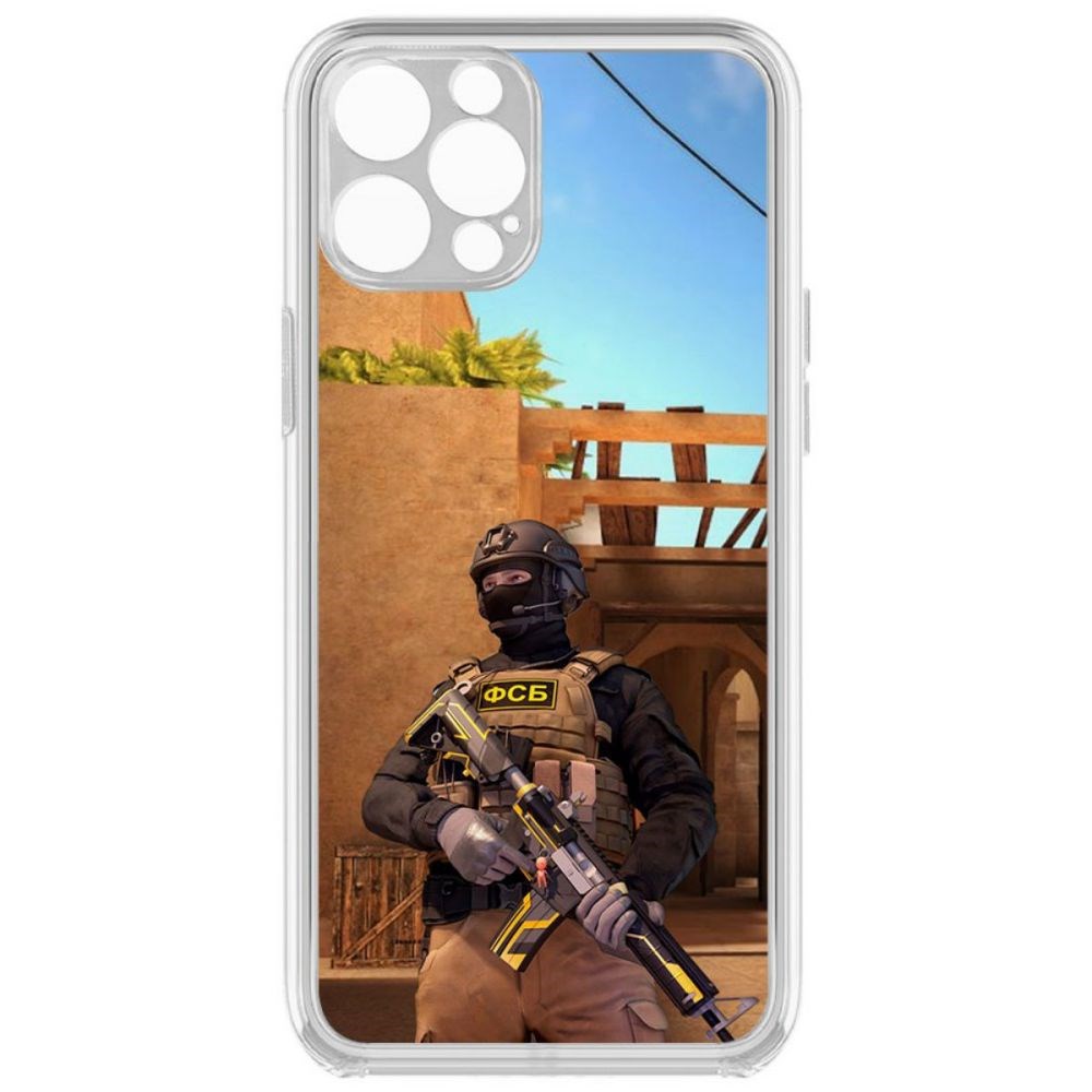 

Чехол-накладка Krutoff Standoff 2 - ФСБ для iPhone 12 Pro с защитой камеры, Прозрачный