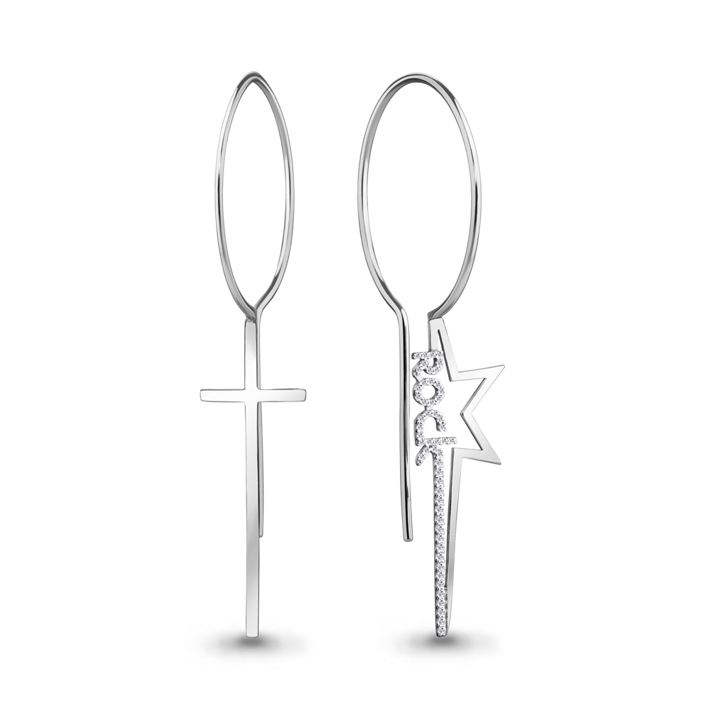 

Серьги из серебра с фианитом Aquamarine Aquamarine 48837А_925_р, 48837А_925_р