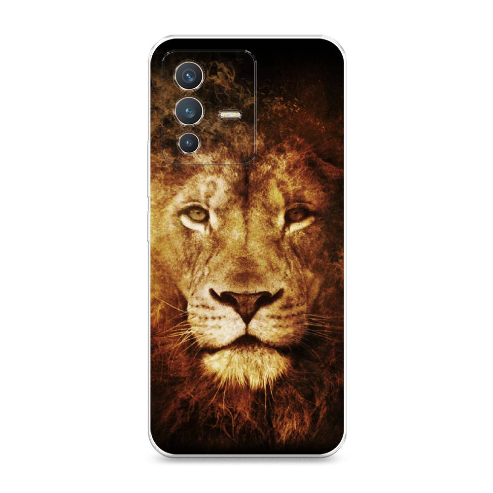 

Чехол на Vivo V23 "Лев", Черный;коричневый;желтый, 266050-6