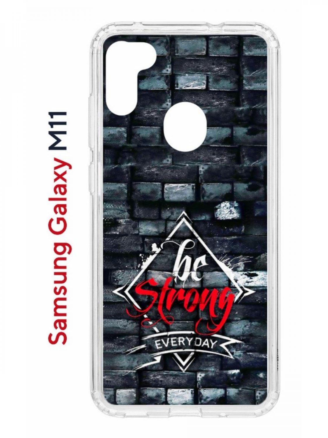 Чехол на Samsung M11, A11 Kruche Print be strong,противоударный бампер,с защитой камеры