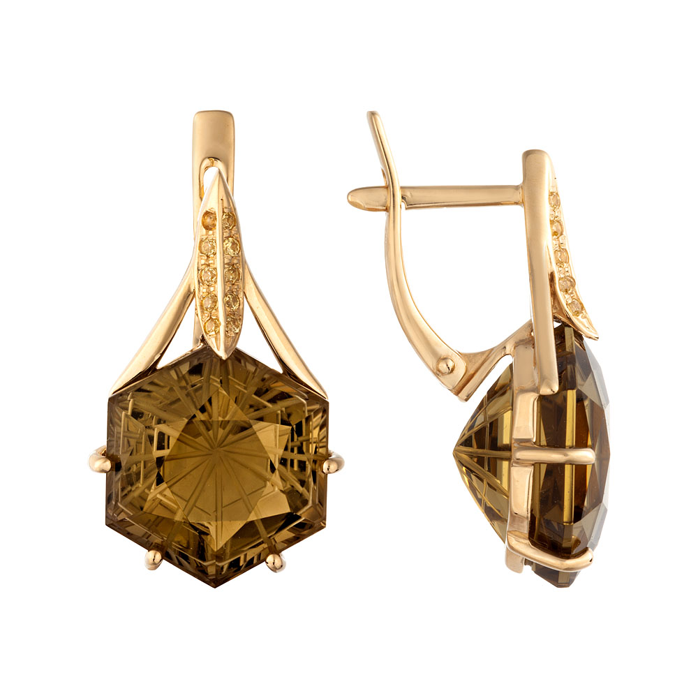 

Серьги из красного золота с фианитом, кварцем ALORIS Серьги 1512КвоКц, Серьги 1512КвоКц