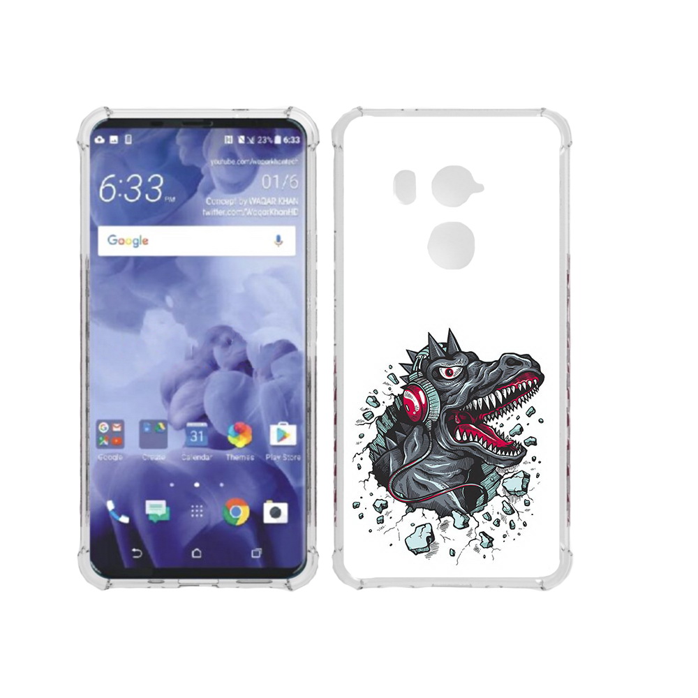 

Чехол MyPads Tocco для HTC U11 Plus Нарисованный динозавр в наушниках, Прозрачный, Tocco