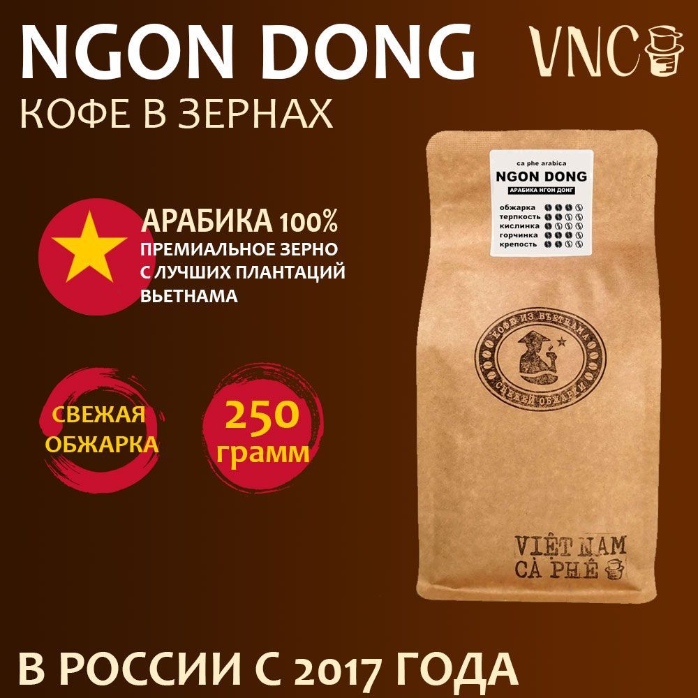 

Кофе в зернах VNC Ngon Dong, свежая обжарка, 250 г, Вьетнамский Арабика "Ngon Dong"