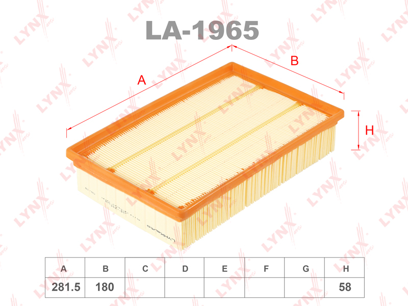 

Фильтр воздушный двигателя LYNXauto LYNXauto_LA1965, LA1965