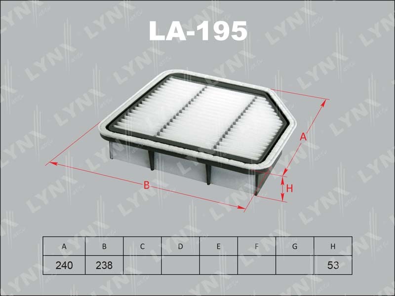 

Фильтр воздушный двигателя LYNXauto LYNXauto_LA195, LA195