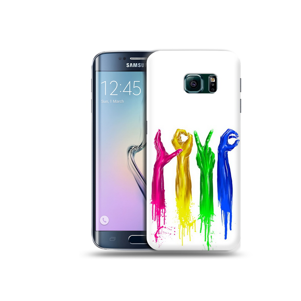 

Чехол MyPads Tocco для Samsung Galaxy S6 Edge яркие руки love, Прозрачный, Tocco