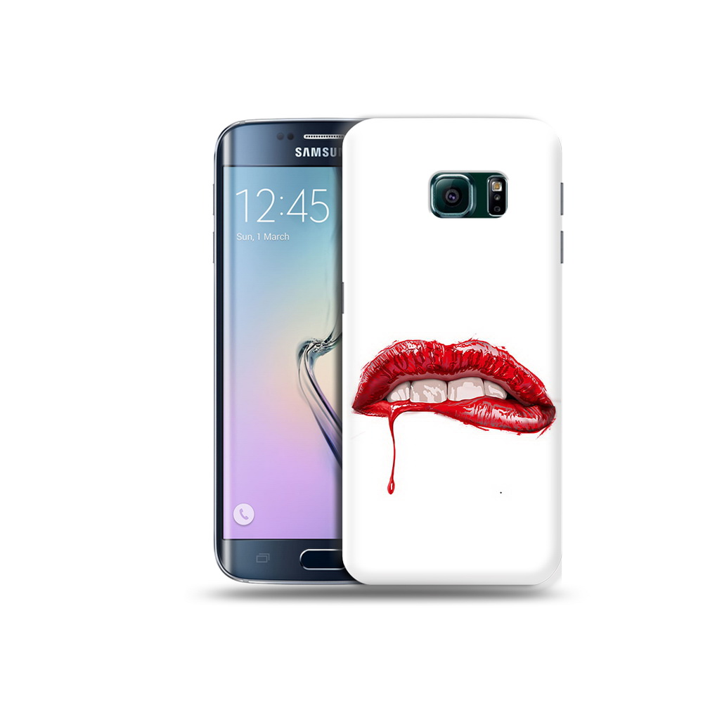 

Чехол MyPads Tocco для Samsung Galaxy S6 Edge яркие красные губы, Прозрачный, Tocco