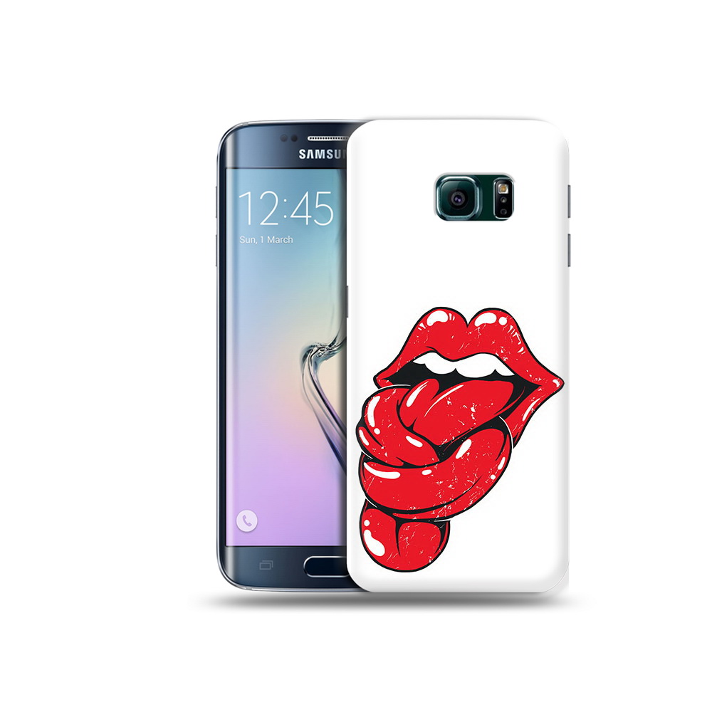 Чехол MyPads Tocco для Samsung Galaxy S6 Edge яркие губы с языком