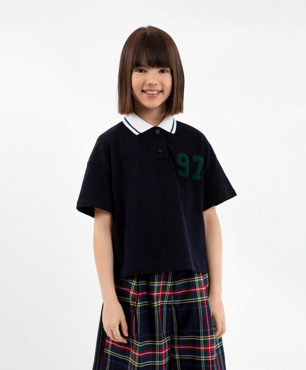 Поло детское Gulliver 223GSGC1405 синий, 164