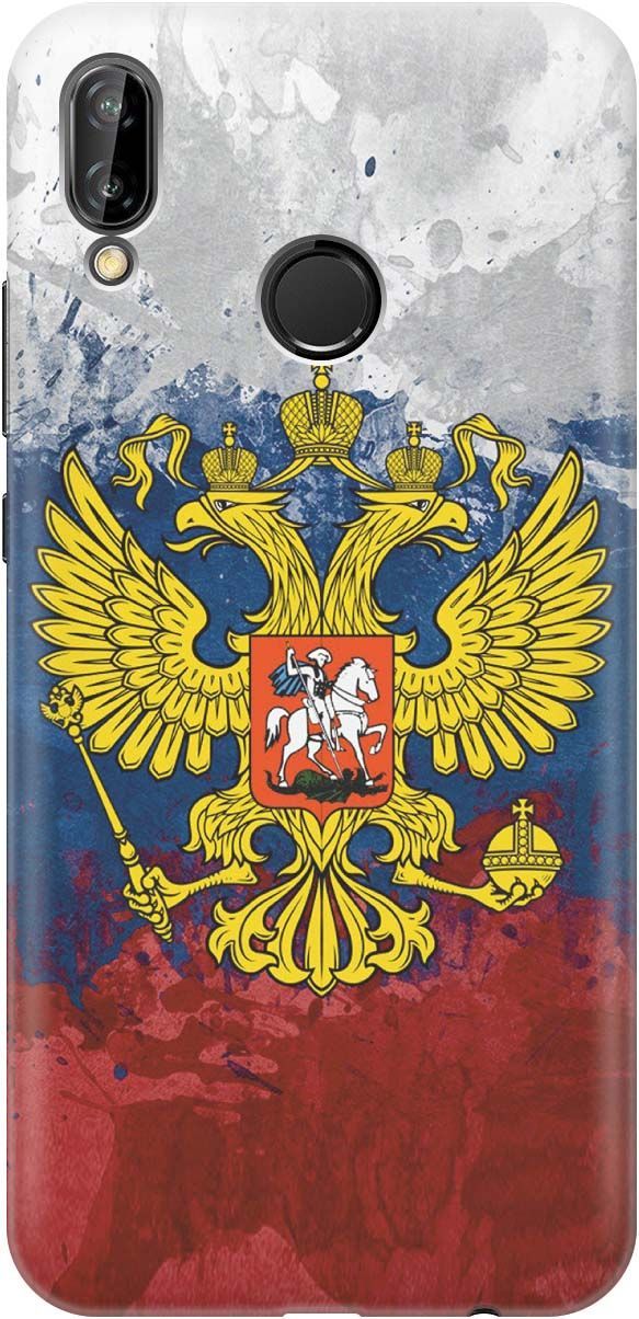 

Чехол на Huawei P20 Lite/Nova 3e с принтом "Герб и Флаг РФ", 828