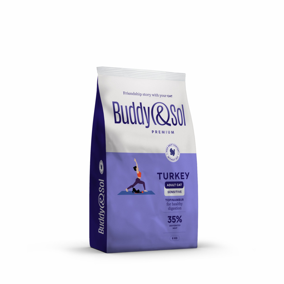 Сухой корм для кошек Buddy&Sol Premium Sterilized, для стерилизованных,с индейкой, 8 кг