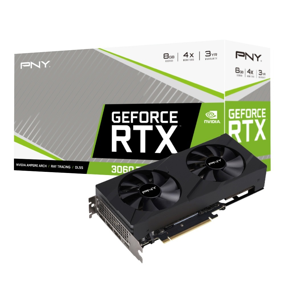 Видеокарта PNY RTX3060Ti 8GB GDDR6X VERTO 2FAN GDDR6X 256-bit DPx3 HDMI RTL