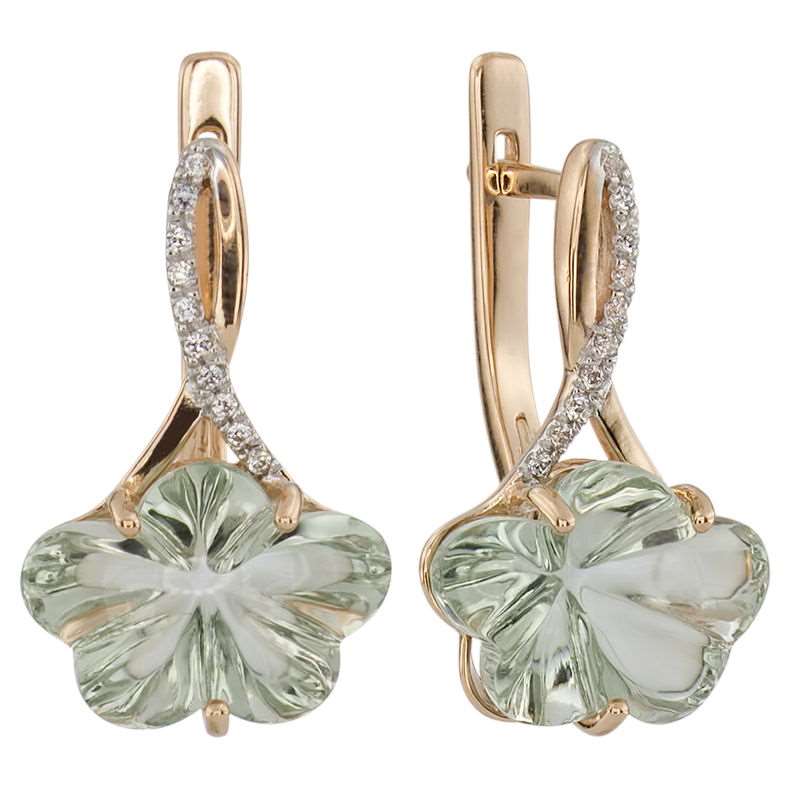 

Серьги из красного золота с фианитом, аметистом ALORIS Серьги 1421АзКц, Серьги 1421АзКц