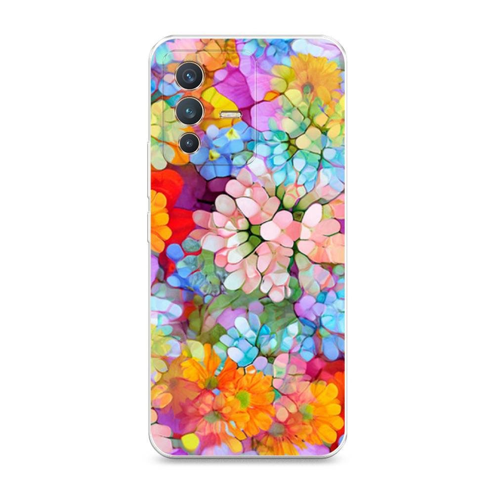 

Чехол на Vivo V23 "Цветы витраж", Оранжевый;розовый;голубой, 266050-3