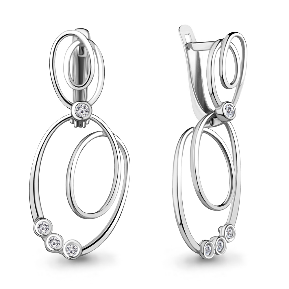 

Серьги из серебра с фианитом Aquamarine Aquamarine 48794А_925_р, 48794А_925_р