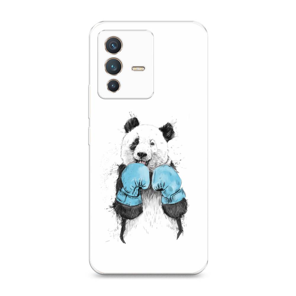 

Чехол на Vivo V23 "Панда боксер", Голубой;белый;серый, 266050-1