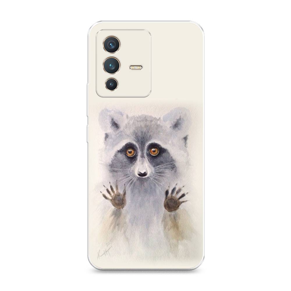 

Чехол на Vivo V23 "Енот за стеклом", Бежевый;серый, 266050-4