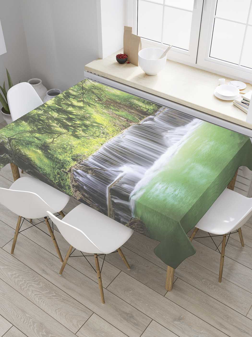 

Скатерть прямоугольная JoyArty "Тропический водопад" из сатена, 180x145 см, Коричневый, Тропический водопад